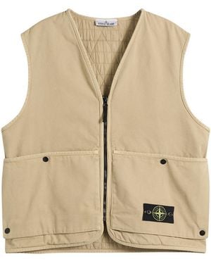 Stone Island Panama Cotton Old Effect Primaloft Vest - Natural