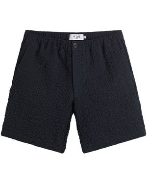 Wax London Kurt Jumbo Seersucker Shorts - Blue