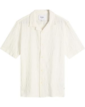 Wax London Didcot Seersucker Waffle Vacation Shirt - White