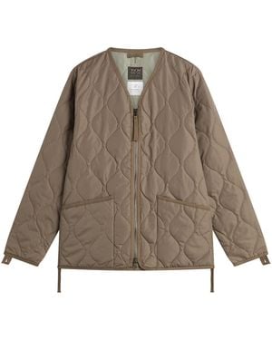 Taion Military V-Neck Zip Down Jacket - Brown