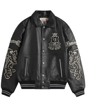 Avirex Goth Varsity Leather Jacket - Black