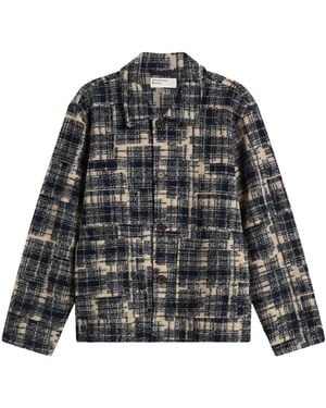Universal Works Patch Check Fleece Rams Jacket - Grey