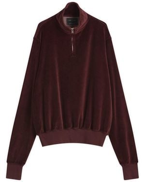 Les Tien Velour Branded Half Zip Yacht Pullover - Purple