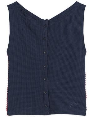Damson Madder Devon Pointelle Polo Top - Blue