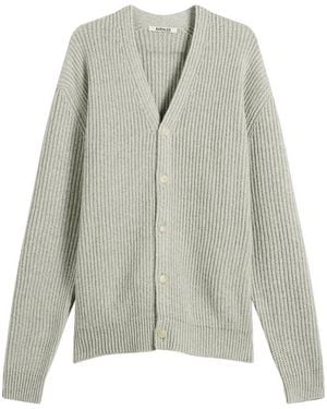 AURALEE Cashmere Silk Melange Knit Cardigan - Green