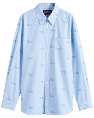 Gucci Script Print Shirt - Blue