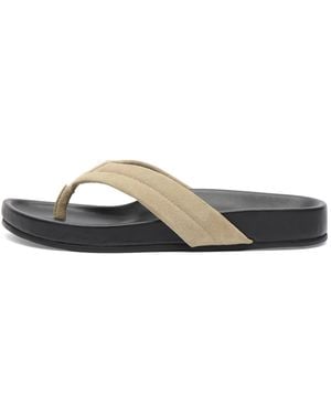 St. Agni Suede Stitch Detail Thong Slide - Blue