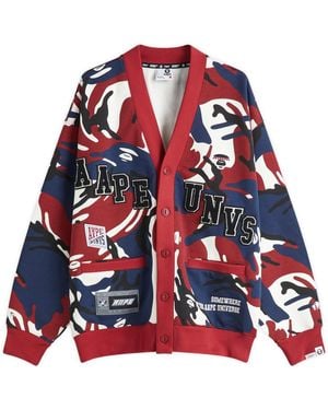 Aape By A Bathing Ape Aape Unvs Camo Cardigan - Red