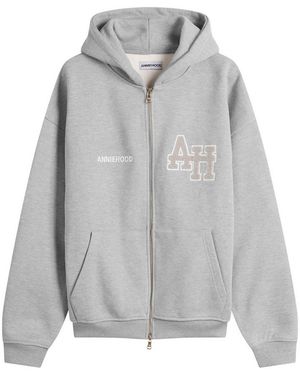 Annie Hood University Zip Hoodie - Grey