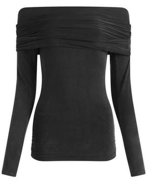 Peachy Den The Kylie Cold Shoulder Top - Black