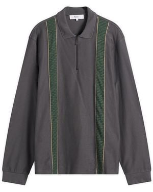 Palmes Lace Long Sleeve Zip Polo - Grey
