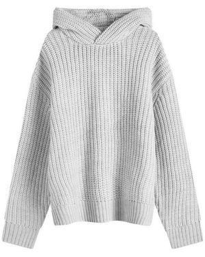 スウェット・トレーナー MKI MIYUKI ZOKU Chunky Rib Knit Hoodie Grey MKI Miyuki Zoku Chunky Rib Knit Hoodie in Grey | EQVVS Menswear