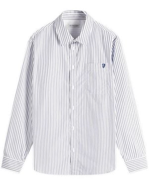 Burberry B Shield Logo Stripe Shirt - Blue