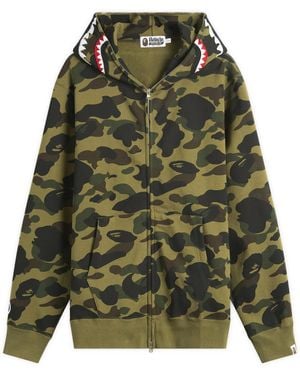 A Bathing Ape 1St Camo Shark Zip Hoodie - Green