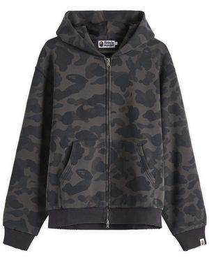 A Bathing Ape 1St Camo Heavy Wash Cropped Fit Zip Hoodie - Black