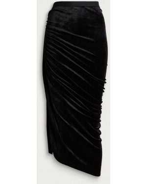 Rick Owens Lilies Knee Edfu Velvet Skirt - Black