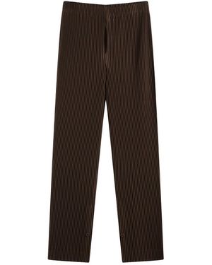 Homme Plissé Issey Miyake Pleated Snap Trousers - Brown