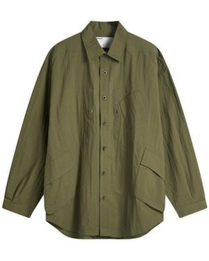 Poliquant In-Outside Pockets Oversized Cpo Shirt Jacket - Green