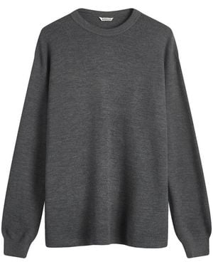 AURALEE Wool Waffle Thermal Long Sleeve T-Shirt - Gray