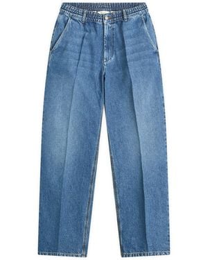 Forét Clay Creased Denim Trousers - Blue