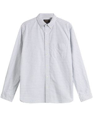 Beams Plus Tattersall Check Button Down Oxford Shirt - White