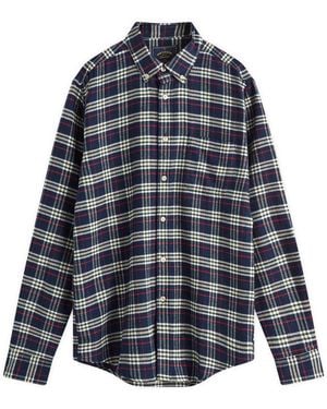 Portuguese Flannel Lamo Button Down Check Shirt - Blue