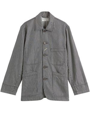 Universal Works Hickory Stripe Original Bakers Jacket - Grey