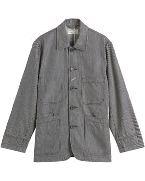 Universal Works Hickory Stripe Original Bakers Jacket - Grey