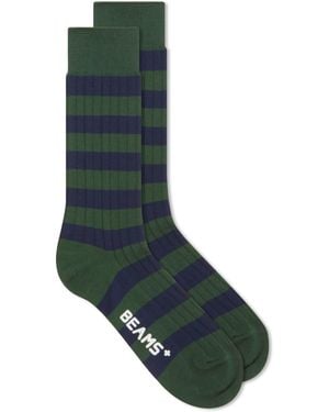 Beams Plus Rib Stripe Sock - Black
