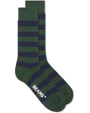 Beams Plus Rib Stripe Sock - Black