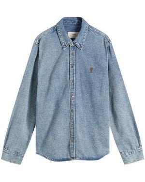 Ami Paris Light Denim Shirt Bleu - Blue