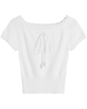 My Mum Made It Lace Knit Top - White