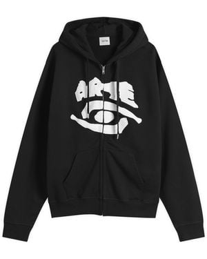 Arte' Eyes Front Zip Hoodie - Black