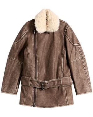 DIESEL G-Eyser Faux Shearling Coat Jacket - Brown