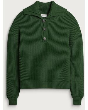 Dries Van Noten Mallawi Ribbed Polo Jumper - Green