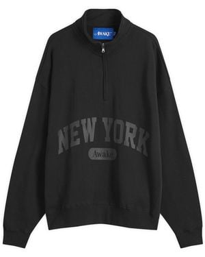 AWAKE NY Script Quarter Zip Sweatshirt - Black