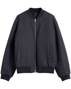 Dries Van Noten Brushed Cotton Twill Bomber Jacket - Blue