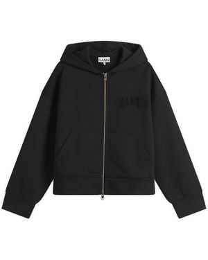 Ganni Heavy Terry Jersey Zip Hoodie - Black