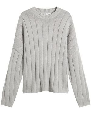 About Blank Large Rib Knit Crew - Grey