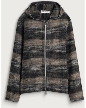Our Legacy Woods Check Lofty Wool Full Zip Hood - Black