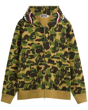 A Bathing Ape Abc Camo Shark Zip Hoodie - Green