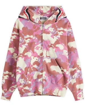 A Bathing Ape Map Camo Shark Full Zip Hoodie - Pink