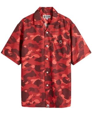 A Bathing Ape Colour Camo One Point Vacation Shirt - Red