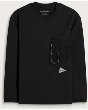 and wander Heavy Longsleeve Pocket T-Shirt - Black