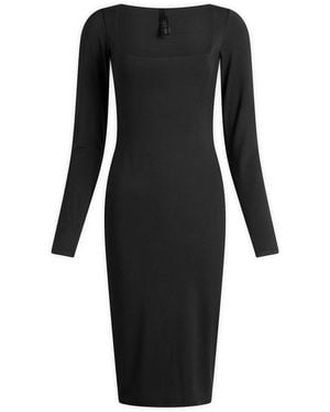 Skims Smooth Layers Long Sleeve Midi Dress - Black