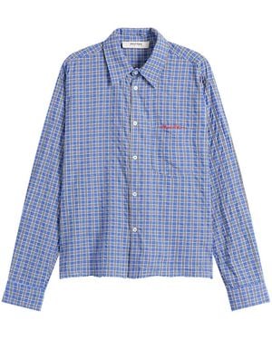 About Blank Raw Hem Check Shirt - Blue