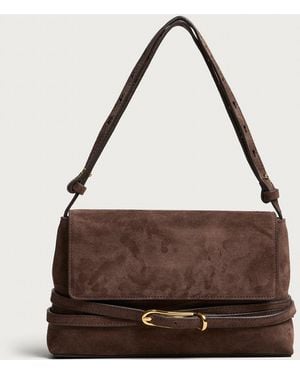 Liffner Belted Suede Shoulder Bag - Brown