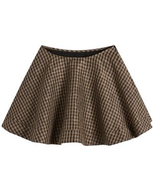 Ganni Check Mini Circle Skirt - Brown