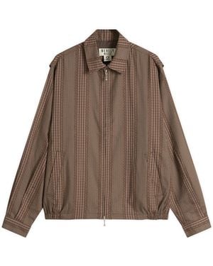 Merely Made Fringe Check Jacket - Brown