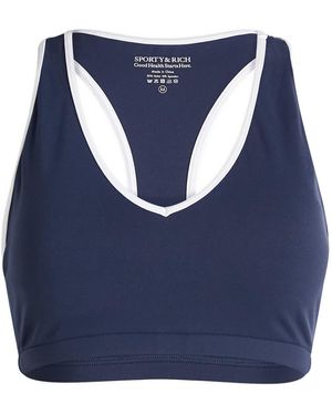 Sporty & Rich V-Neck Racer Back Sports Bra - Blue